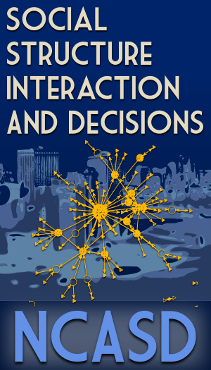 Stylized visual depicting the NCASD research focus "Social Structure Interaction and Decisions".